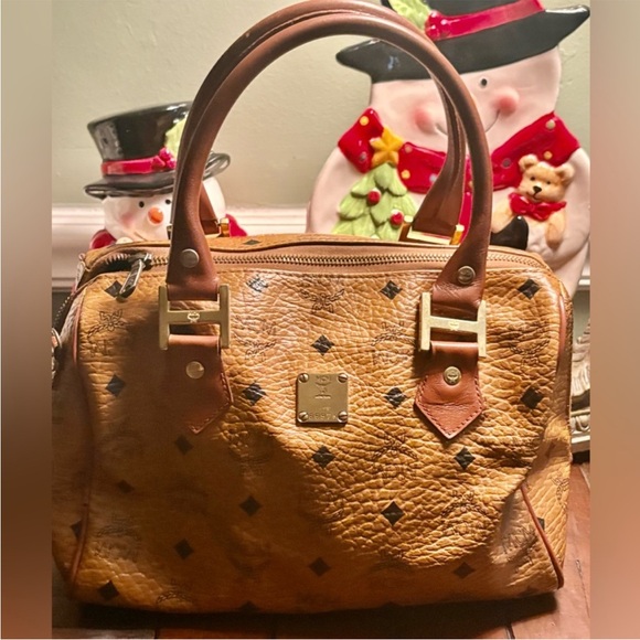 MCM Handbags - MCM Cognac Leather Satchel Boston Bag